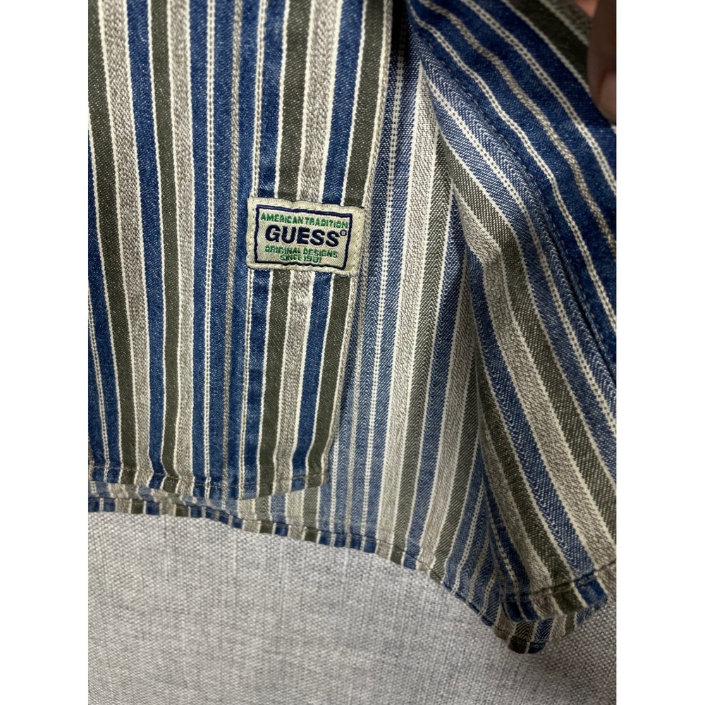 Vintage Guess Jeans USA Men XL Striped Button‎ Up Shirt Long Sleeve Menswear - Picture 5 of 12